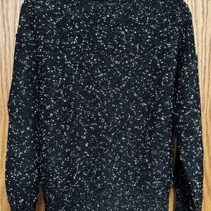 Ann Taylor Women's Black and White Knit Crewneck Sweater